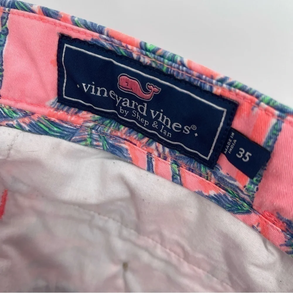 Vineyard Vines Breaker Pink Miami Shorts Palm Trees Size  35 Mens